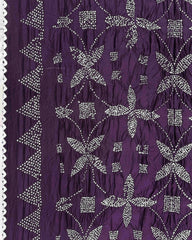 Dark Purple Muga Silk Pen Kamalkari Bandhani Saree