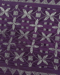 Dark Purple Muga Silk Pen Kamalkari Bandhani Saree