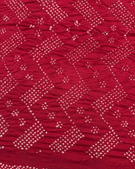 Red Muga Silk Pen Kamalkari Bandhani Saree