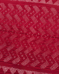 Red Muga Silk Pen Kamalkari Bandhani Saree