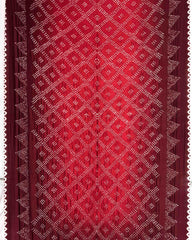 Maroon & Red Shaded Muga Silk Pen Kamalkari Bandhani Saree