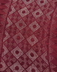 Maroon & Red Shaded Muga Silk Pen Kamalkari Bandhani Saree