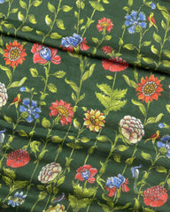 Brown & Green Flower Pichhwai Bandhani Saree