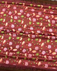 Brown & Redish Brown Orange Flower Pichhwai Bandhani Saree