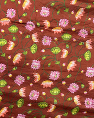 Red & Redish Brown Flower Pichhwai Bandhani Saree