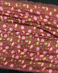 Dark Green & Redish Brown Flower Pichhwai Bandhani Saree