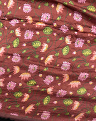 Dark Green & Redish Brown Flower Pichhwai Bandhani Saree