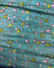 Dark Purple & Sky Blue Flower Pichhwai Bandhani Saree