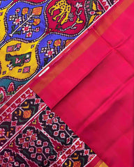 Pink & Multicolour Matka Narikunj Twill Patola Saree