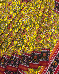 Red & Yellow Navratan Twill Patola Saree