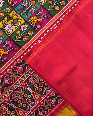 Red & Multicolour Small Narikunj Twill Patola Saree