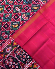 Pink & Rama Small New Narikunj Twill Patola Saree