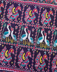 Pink & Purple Big Figure Peacock Swan Twill Patola Saree