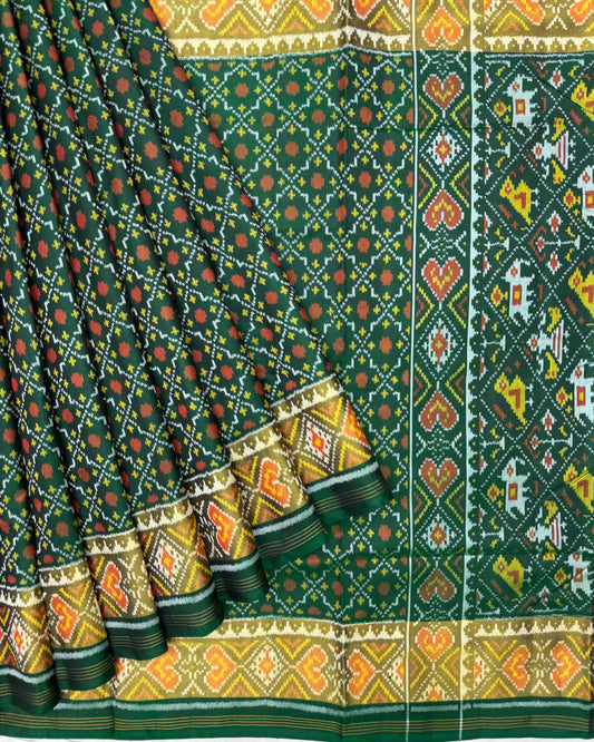 Green Buttonful Design Patola Saree