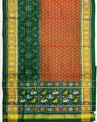 Green & Rust Doted with Navratan Scut Border Patola Saree