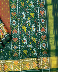 Green & Rust Doted with Navratan Scut Border Patola Saree