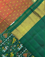 Green & Rust Doted with Navratan Scut Border Patola Saree