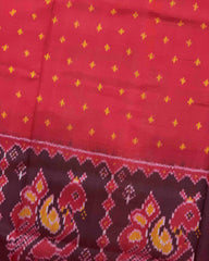 Red & Maroon Doted with Peacock Scut Border Patola Saree