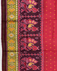 Red & Maroon Doted with Peacock Scut Border Patola Saree