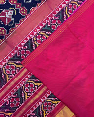 Pink & Blue Narikunj Twill Patola Saree