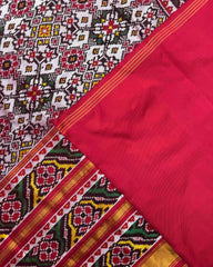 Red & White Navratan Twill Patola Saree