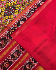 Red & Yellow Navratan Twill Patola Saree