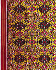 Red & Yellow Navratan Twill Patola Saree