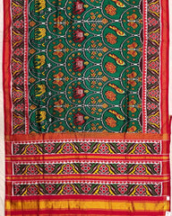 Red & Green Narikunj Twill Patola Saree