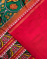 Red & Green Narikunj Twill Patola Saree