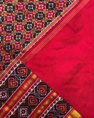 Red Buttonful Twill Patola Saree