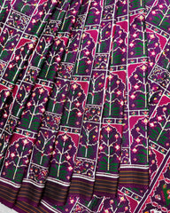 Purple New Flower Design Double Ikat Patola Saree