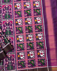 Purple New Flower Design Double Ikat Patola Saree