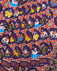 Purple Chhabdi Narikunj Double Ikat Patola Saree