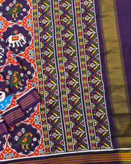 Purple Chhabdi Narikunj Double Ikat Patola Saree