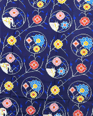 Blue Fancy Flower Elephant Circle Double Ikat Patola Saree