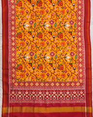 Red & Yellow Fancy Flower Double Ikat Patola Saree