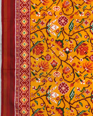 Red & Yellow Fancy Flower Double Ikat Patola Saree