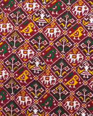 Red & Maroon Narikunj Double Ikat Patola Saree