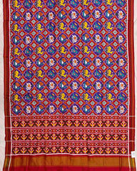 Red & Blue Small Narikunj Double Ikat Patola Saree