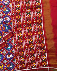 Red & Blue Small Narikunj Double Ikat Patola Saree