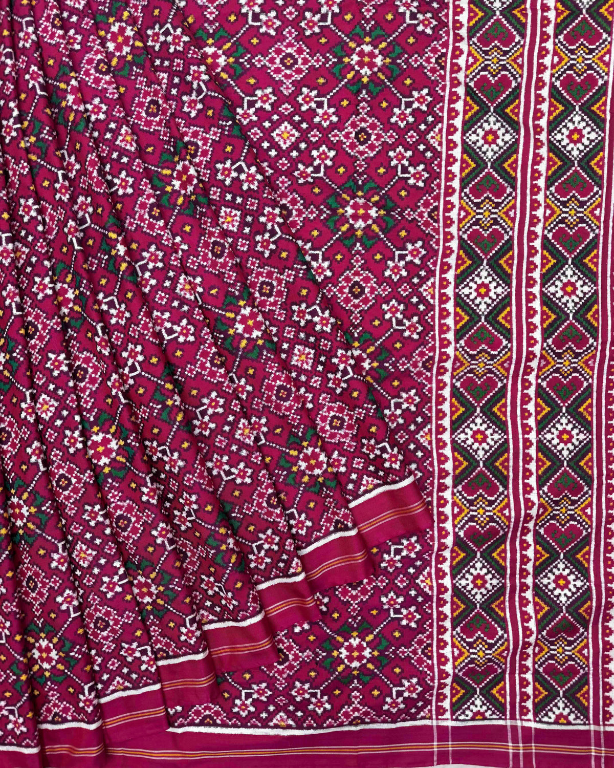 Pink Navratan Double Ikat Patola Saree