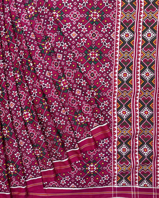 Pink Navratan Double Ikat Patola Saree