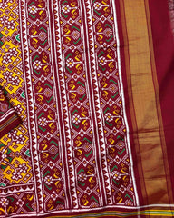 Red & Yellow Navratan Double Ikat Patola Saree