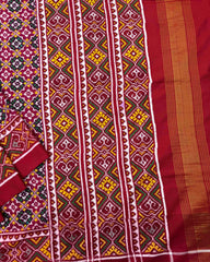 Red Buttonful Double Ikat Patola Saree