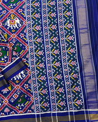 Blue Narikunj Double Ikat Patola Saree