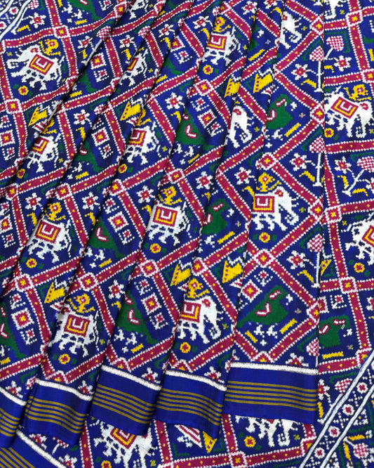 Blue Narikunj Double Ikat Patola Saree