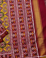 Red & Yellow Navratan Double Ikat Patola Saree