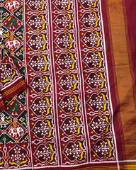 Red Small Narikunj Double Ikat Patola Saree