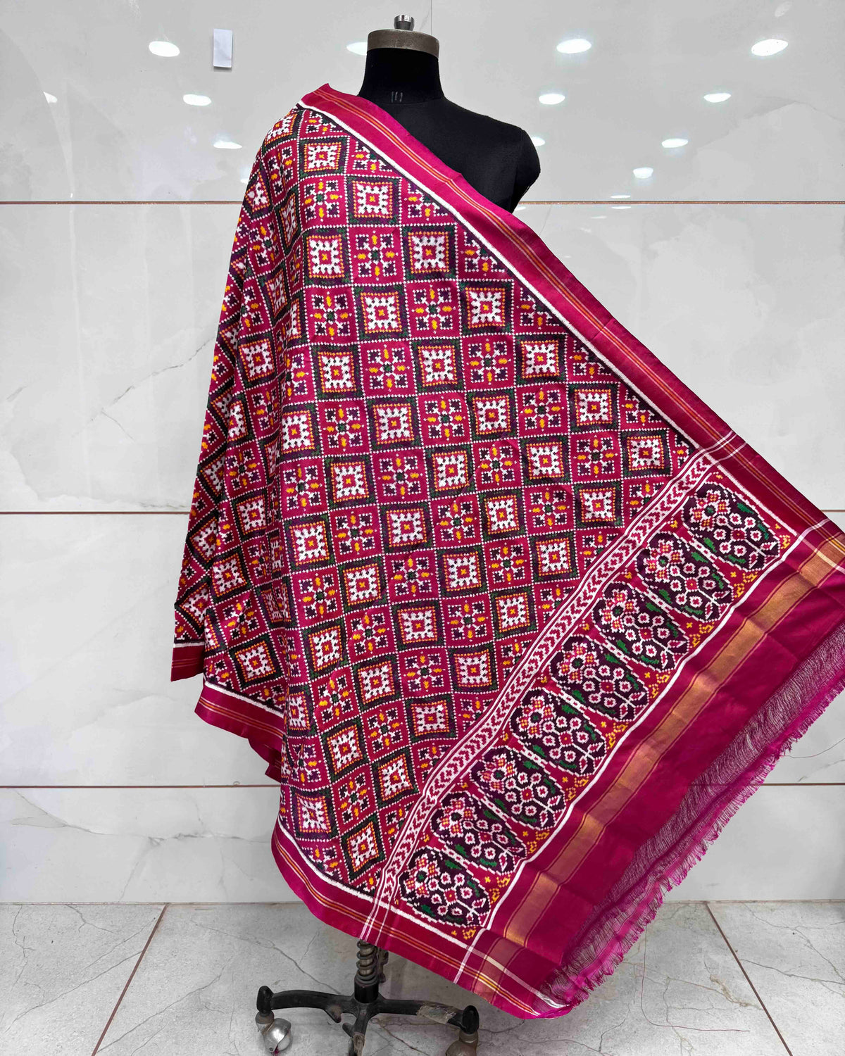 Pink Panchanda Double Ikat Patola Dupatta