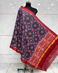 Red & Blue Navratan Double Ikat Patola Dupatta